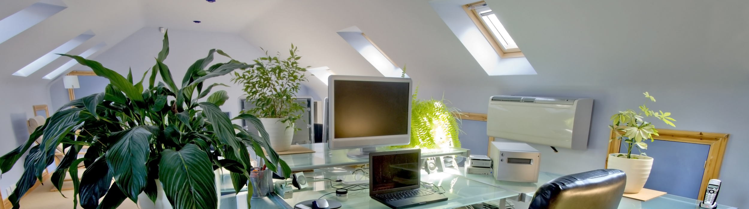 Home office space with a converted attic in a property